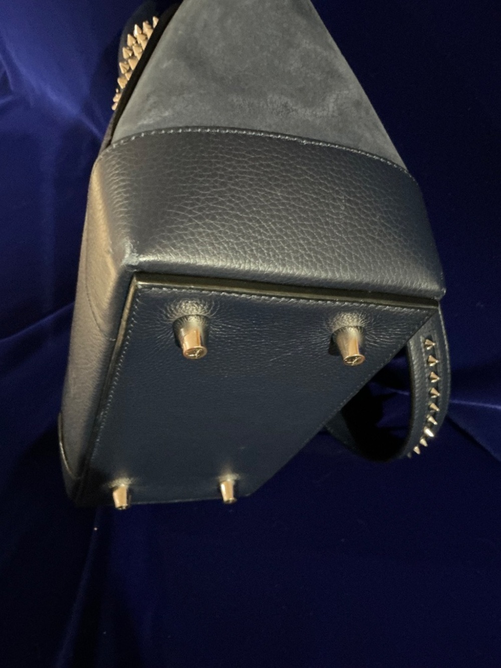 Christian Louboutin Navy Blue Top Handle Spiked 2way Eloise Satchel/Tote Bag - Picture 4 of 11